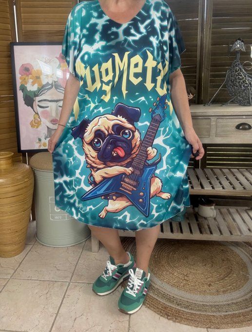 Robe courte ou tunique longue marbrée bleue Bouledogue Dogmetal Carlin du 42 au 52  