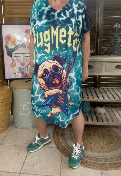Robe courte ou tunique longue marbrée bleue Bouledogue Dogmetal Carlin du 42 au 52  