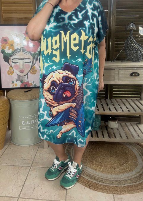 Robe courte ou tunique longue marbrée bleue Bouledogue Dogmetal Carlin du 42 au 52  