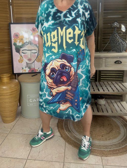 Robe courte ou tunique longue marbrée bleue Bouledogue Dogmetal Carlin du 42 au 52  