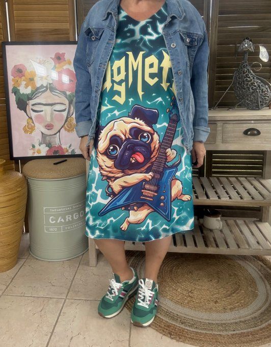 Robe courte ou tunique longue marbrée bleue Bouledogue Dogmetal Carlin du 42 au 52  