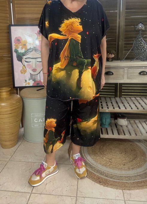 Ensemble bermuda façon Jort + top  Le Petit Prince du 40 au 52 