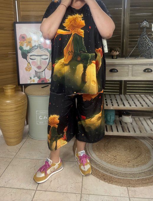 Ensemble bermuda façon Jort + top  Le Petit Prince du 40 au 52 