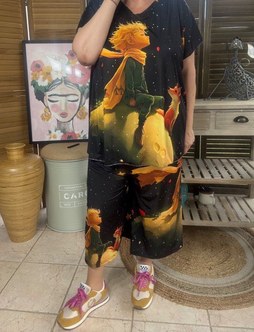 Ensemble bermuda façon Jort + top  Le Petit Prince du 40 au 52 