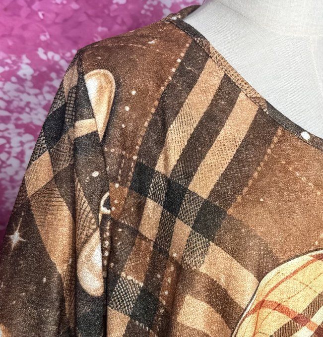 Robe trapèze Casual ou Robe de Nuit Tartan Carreaux Camel Ourson Douceur +++ du 40 au 50/52