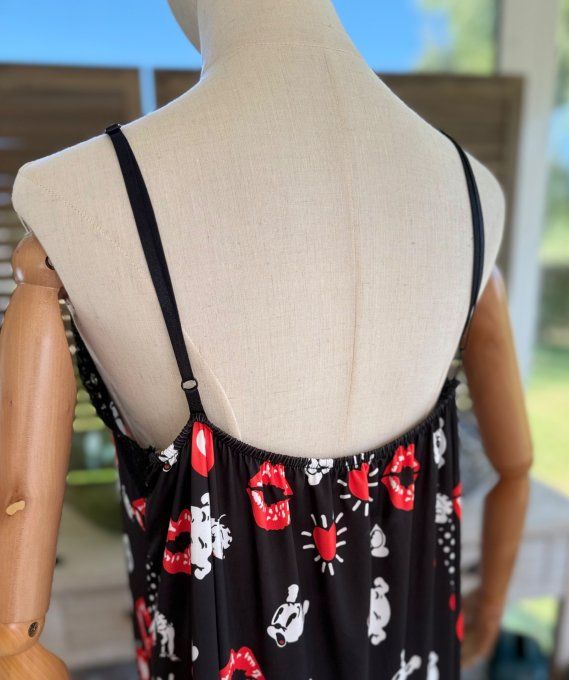 Robe longue bretelles réglables noire Betty Boop in Love du 36 au 46 