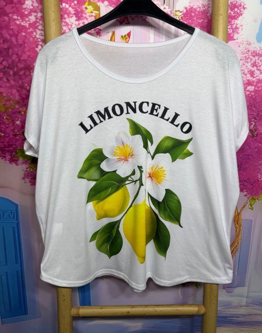 Tee-shirt ample blanc Fleurs de Citronnier Limoncello du 38 au 50/52 