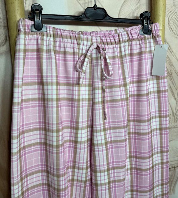 Pantalon palazzo Jacquard rose poudré taupe blanc confort ++++ du 40 au 50/52 