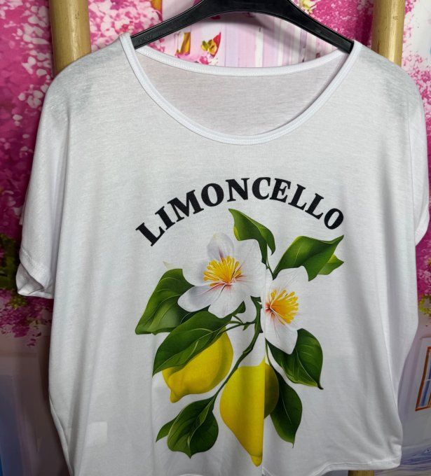 Tee-shirt ample blanc Fleurs de Citronnier Limoncello du 38 au 50/52 
