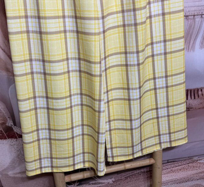 Pantalon palazzo Jacquard jaune pastel  taupe blanc confort ++++ du 40 au 50/52