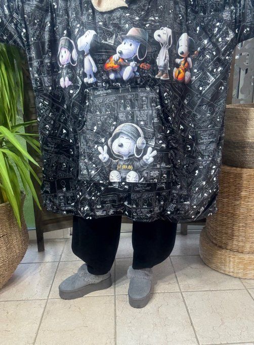 Maxi-Robe plaid velours ultra doux & doublée polaire Snoopy Rock Star du 42 au 58 et même +