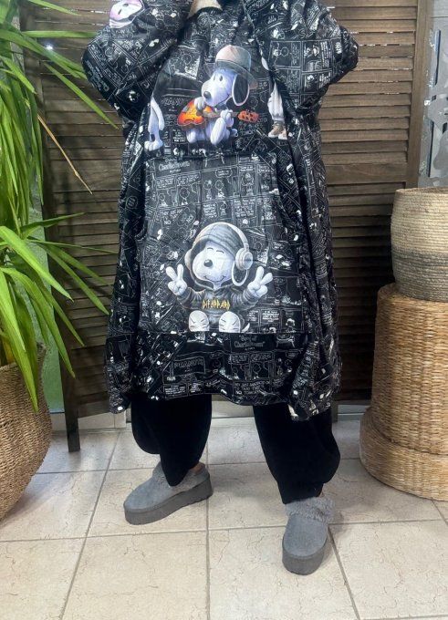 Maxi-Robe plaid velours ultra doux & doublée polaire Snoopy Rock Star du 42 au 58 et même +