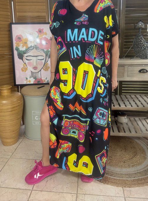 Robe longue noire Made In 90's Nostalgy Spirit Music Fun du 40 au 50