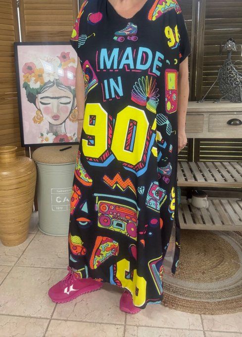 Robe longue noire Made In 90's Nostalgy Spirit Music Fun du 40 au 50