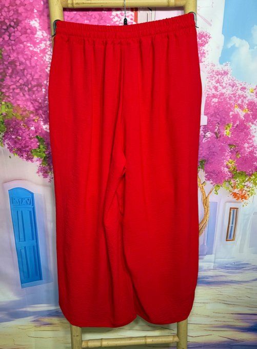 Pantalon palazzo fluide rouge cuisses larges taille élastiquée Les Basiques du Dressing du 42 au 54 