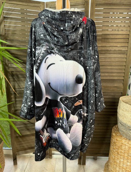 Maxi-Robe plaid velours ultra doux & doublée polaire Snoopy Rock Star du 42 au 58 et même +