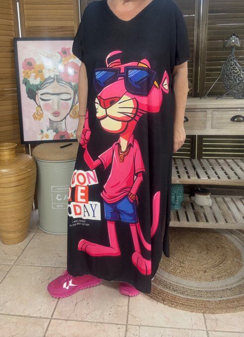 Robe longue noire La Panthère Rose Cool Vibes du 40 au 50