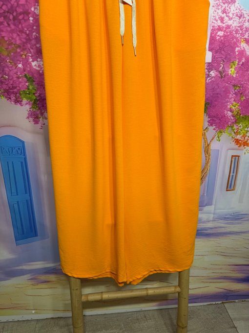 Pantalon palazzo fluide orange cuisses larges taille élastiquée Les Basiques du Dressing du 42 au 54