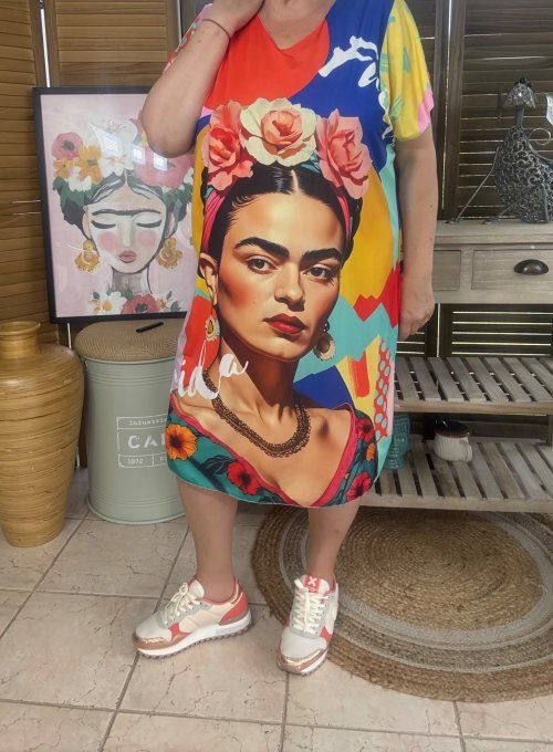 Robe courte ou tunique longue multicolore Frida Kahlo du 42 au 52 