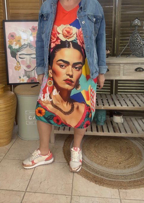 Robe courte ou tunique longue multicolore Frida Kahlo du 42 au 52 