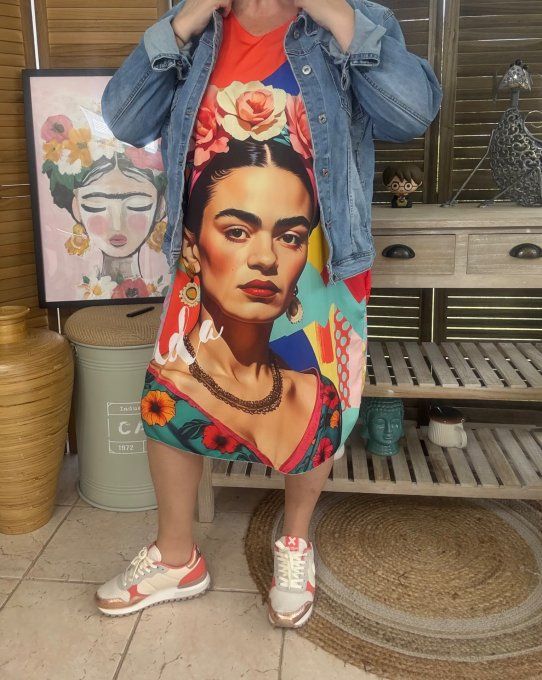 Robe courte ou tunique longue multicolore Frida Kahlo du 42 au 52 