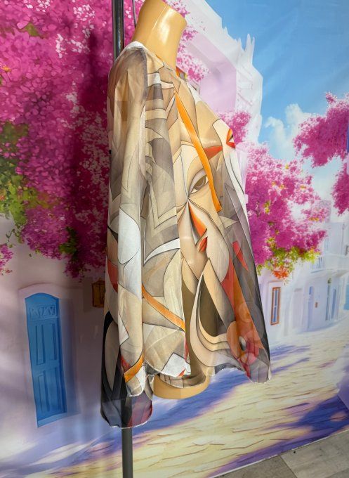 Tunique ample en voile ou Tunique de plage taupe Picasso Spirit du 38 au 52