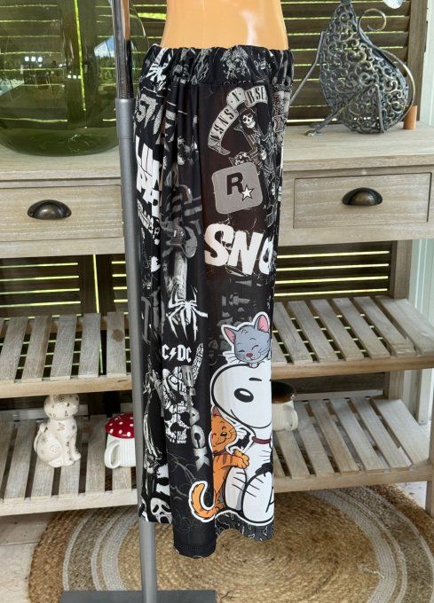 Ensemble bermuda façon Jort + top  Snoopy Hard Rock Fan et ses Chats du 40 au 52 