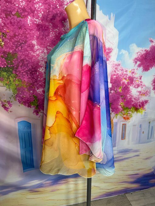 Tunique ample en voile ou Tunique de plage Dégradé Arc-en-ciel du 38 au 52