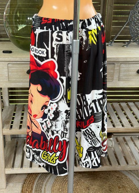 Ensemble bermuda façon Jort + top  Pinup Skulls Rockabilly du 40 au 52 
