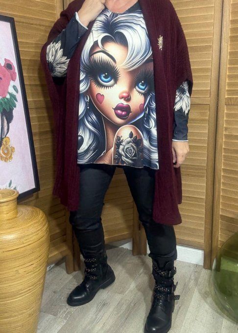 Top manches longues Tattoo Hearts blondie Girl du 40 au 52
