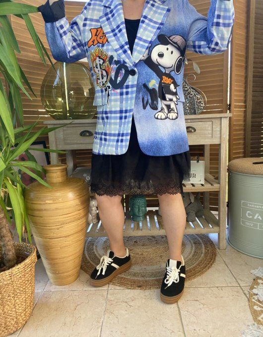 Veste blazer effet Jeans et Carreaux Tartan Snoopy du 38 au 46/48 