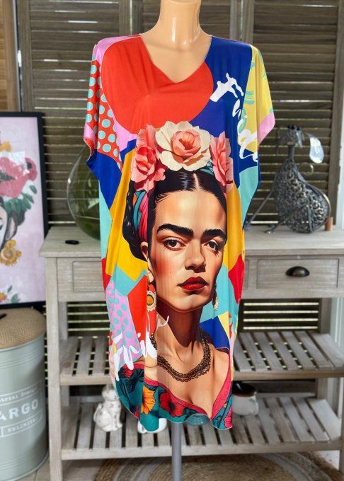 Robe courte ou tunique longue multicolore Frida Kahlo du 42 au 52 