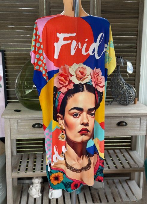 Robe courte ou tunique longue multicolore Frida Kahlo du 42 au 52 