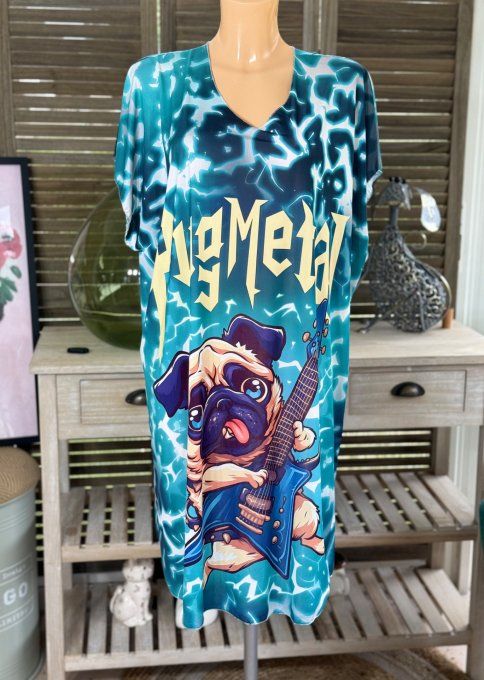 Robe courte ou tunique longue marbrée bleue Bouledogue Dogmetal Carlin du 42 au 52  