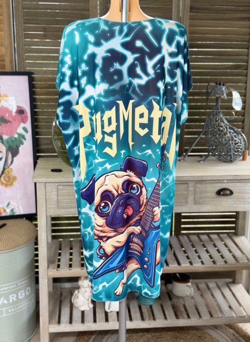 Robe courte ou tunique longue marbrée bleue Bouledogue Dogmetal Carlin du 42 au 52  