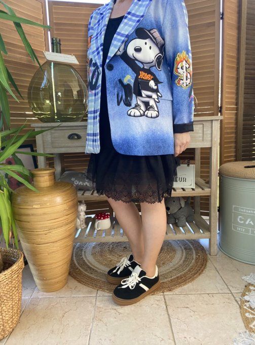 Veste blazer effet Jeans et Carreaux Tartan Snoopy du 38 au 46/48 