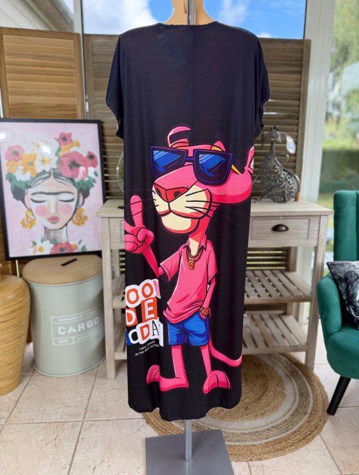 Robe longue noire La Panthère Rose Cool Vibes du 40 au 50