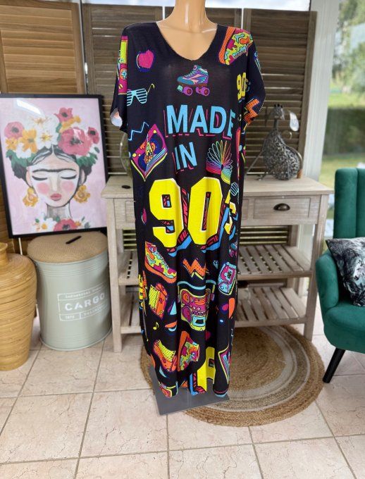 Robe longue noire Made In 90's Nostalgy Spirit Music Fun du 40 au 50