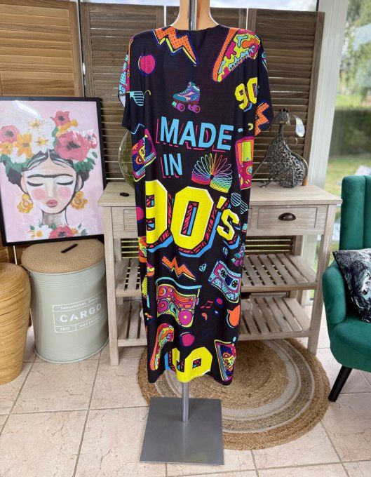 Robe longue noire Made In 90's Nostalgy Spirit Music Fun du 40 au 50