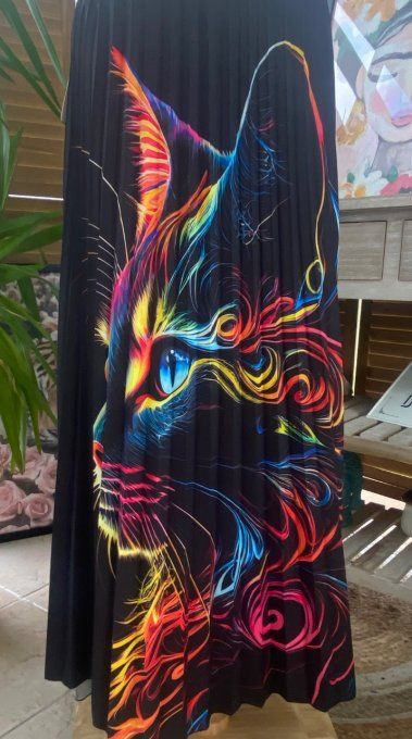 Jupe plissée longue ample noire Le Chat multicolore du 38 au 46 