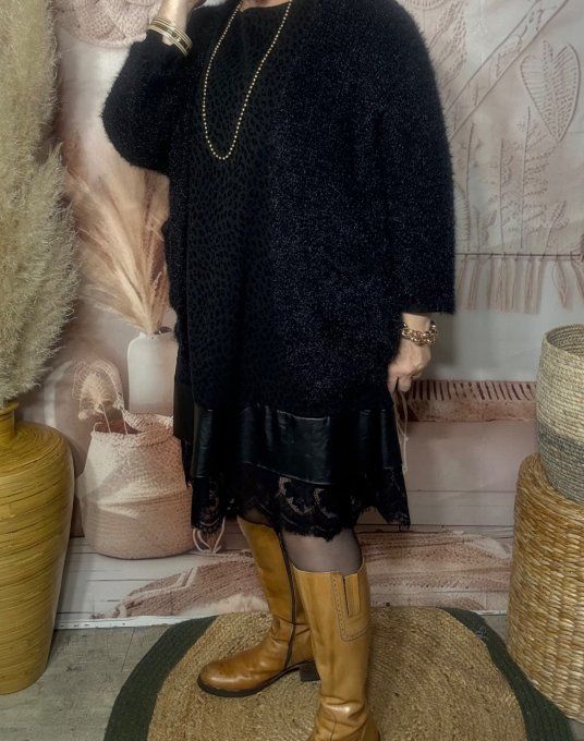 Gilet court noir toucher Mohair douceur ++++ du 34 au 40 et même +