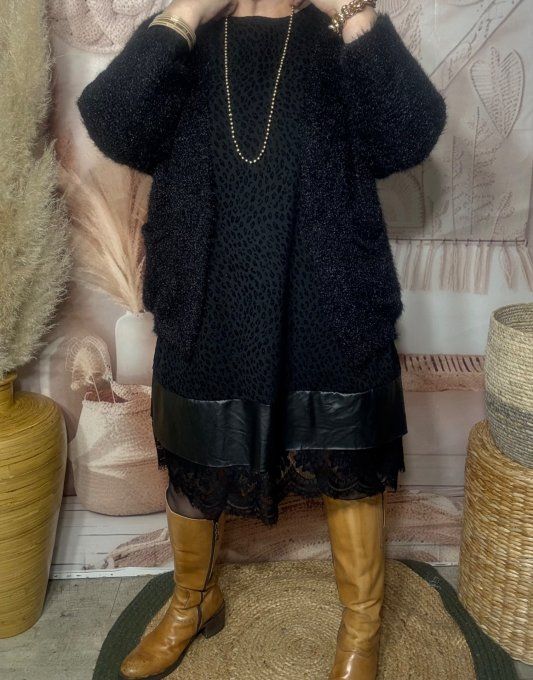 Gilet court noir toucher Mohair douceur ++++ du 34 au 40 et même +