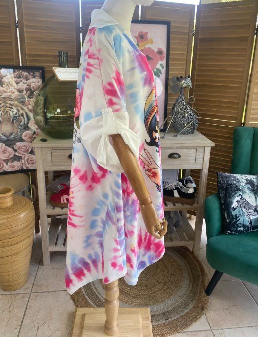 Tunique trapèze oversize multicolore Betty Boop Hippie Girl du 42 au 54/56 