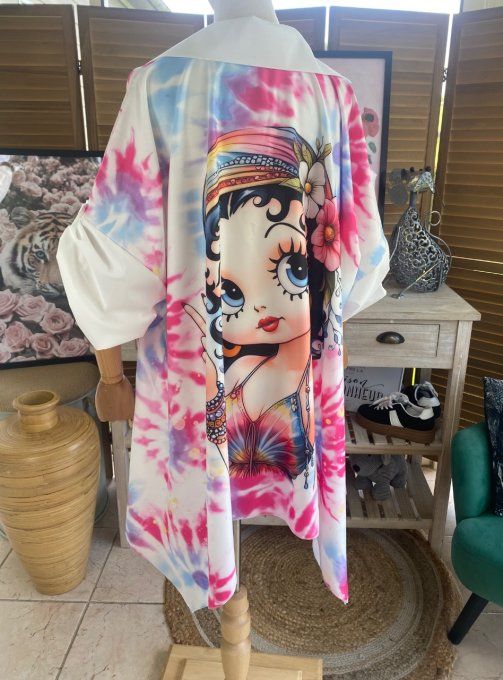 Tunique trapèze oversize multicolore Betty Boop Hippie Girl du 42 au 54/56 