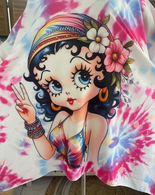 Tunique trapèze oversize multicolore Betty Boop Hippie Girl du 42 au 54/56 