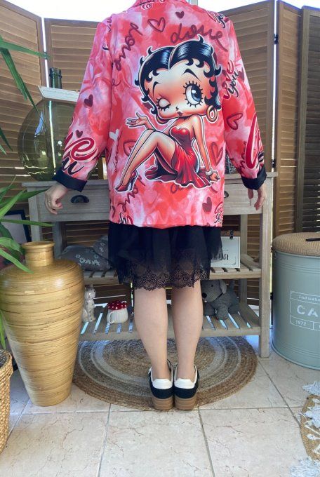 Veste blazer rose & corail Betty Boop Rétro Chic du 38 au 46/48 