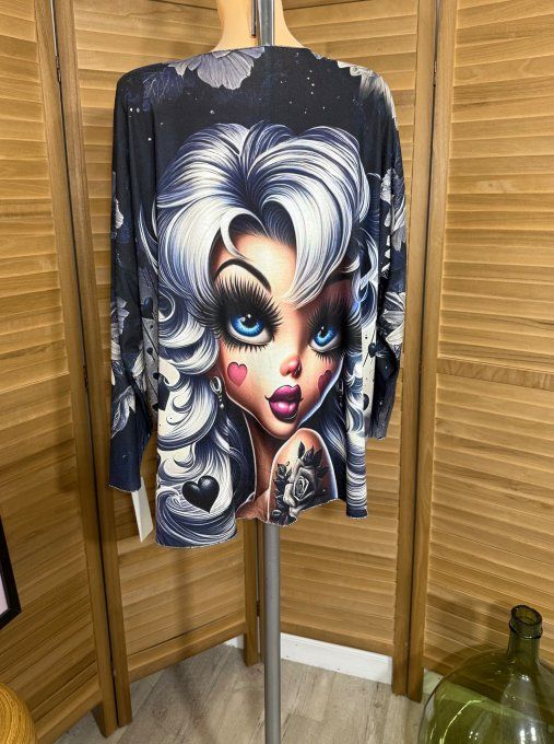 Top manches longues Tattoo Hearts blondie Girl du 40 au 52