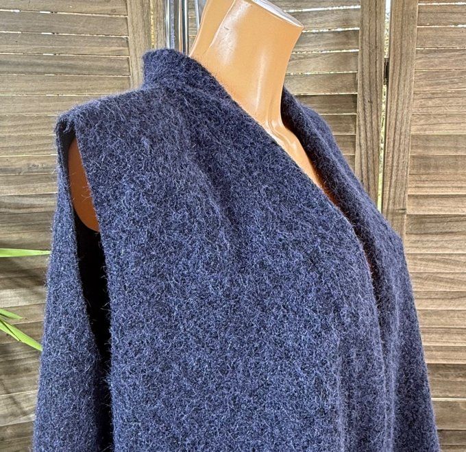 gilet sans manches ample bouclette marine du 40 au 52 
