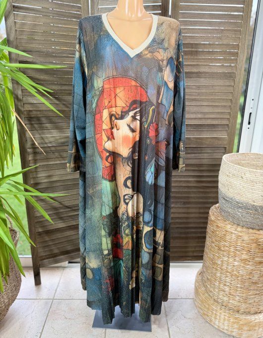 Robe longue trapèze plissée La Femme Art Déco Lurex pailleté doré du 42 au 58/60