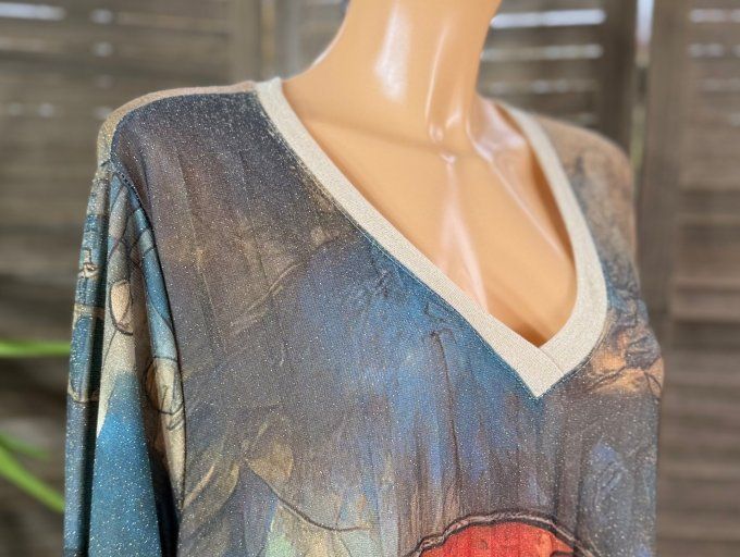 Robe longue trapèze plissée La Femme Art Déco Lurex pailleté doré du 42 au 58/60